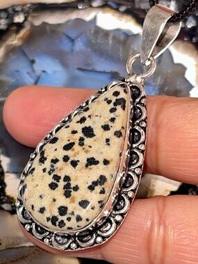 Dalmatian Jasper Crystal Pendant 2 1/2”